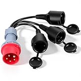 Starvortex CEE Adapter Starkstrom Verteiler 400V Stecker 16A auf 3X230V Schuko Kupplung, 16A Verteiler mit Klappdeckel & Schutzkontaktstecker IP44 für Caravan, Industrie & Außenbereich