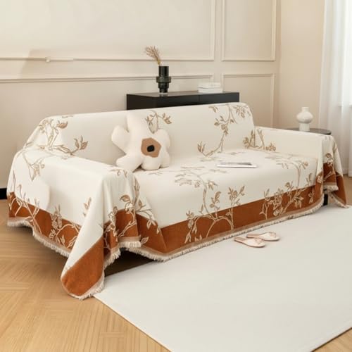Cream & Rust Brown reversible sofa throw cover color option