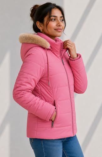 Image of SANE ORIGINALS Winter Jacket for Women with Detatchable Hoodie Cap || Lightweight Full Zipper Regular Fit Warm Jacket for Ladies