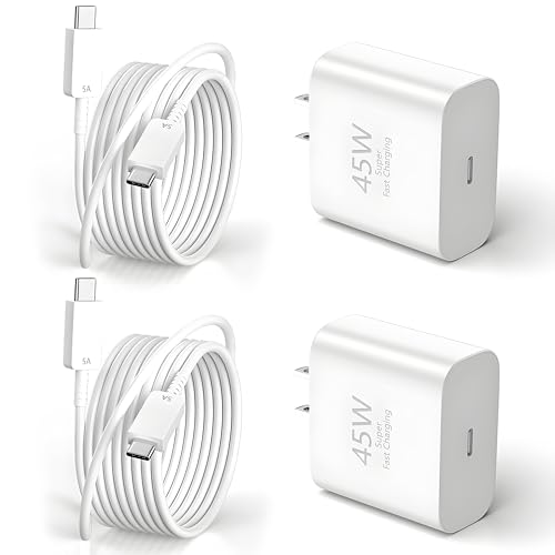 iPhone 16 Charger, USBC Charger, 2-Pack 45W Type C Super Fast Charging Block with 10ft USB C Cable,PD 3.0 PPS USB C Charger Block for iPhone 16/16 Plus/16 Pro/16 Pro Max/15,Galaxy,Pixel,iPad,AirPods