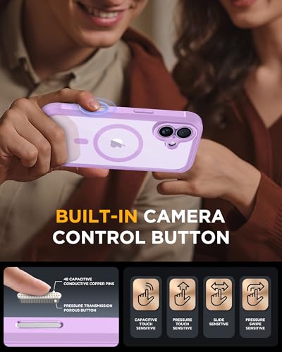 Image of Miracase for iPhone 17 Case 6.3'', Full-Body Military Grade Drop Protection Outdoor Phone case with Built-in Glass Screen &Camera Control,Easy Installation,No Gap,Compatible with MagSafe, Light Purple