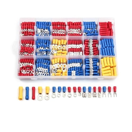 Kit de 1200 connecteurs de câble isolé avec cosses à sertir à anneau et fourche pour électricien
