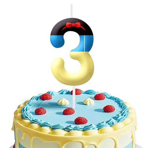 Image of White Cartoon Birthday Candles, Number 3 Candle White Themed Birthday Party Supplies, 2.4 inch Birthday Candles for Cake Topper Party Decorations, Birthday Decorations for Boys Girls (Number 3)