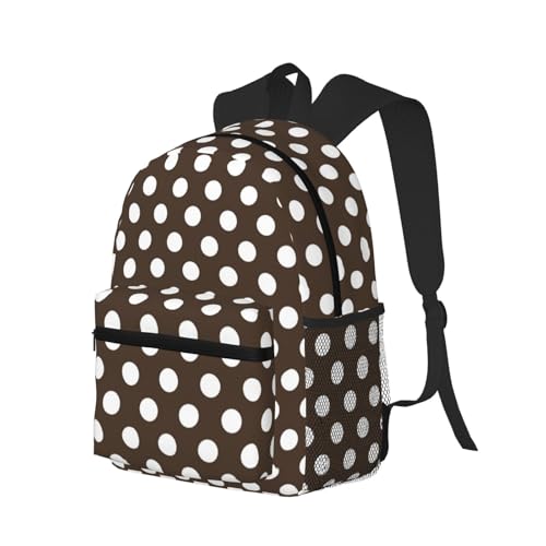 Travel Laptop Backpack for Men Women - 17L Water Resistant Lightweight Beach Backpack with Laptop Compartment, Dark Brown Polka Dot Print (a) Travel Bag with Adjustable Carry Straps