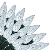 Brite Star 80 Lt LED C6 Faceted Light with Green Wire, Pure White