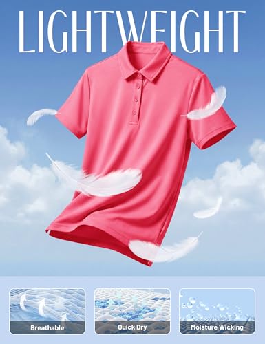 Image of TACVASEN Women's Golf Polo Shirts Short Sleeve UPF 50+ Sun Protection Golf Shirts for Women Quick Dry Collared Polos