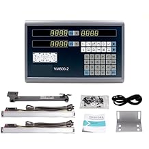 Linear Scale Encoder, Lathe Dro 2 Axis Digital Readout Display System + 2pcs Linear Encoder Linears Scale Dimensions 200 300 400 500 600 700 800 900mm for Lathe Machine Milling Mill MachineVM600-2 dr
