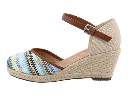 Sandale cale TOM TAILOR femme 5390090024 en tissu avec semelle compensée confortable
