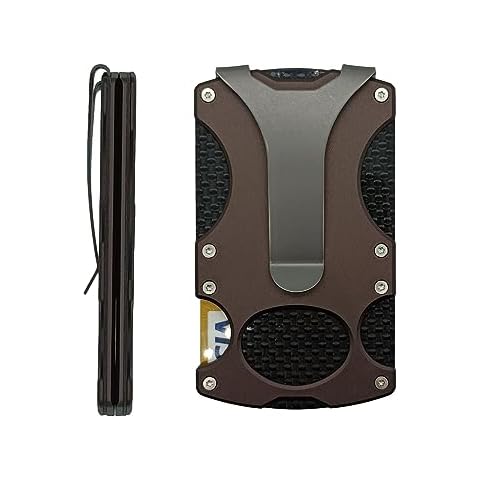 EDSTAR Minimalist Wallet for Men, Tactical Wallet, Carbon Fiber, Money Clip (COFFEE) Cover