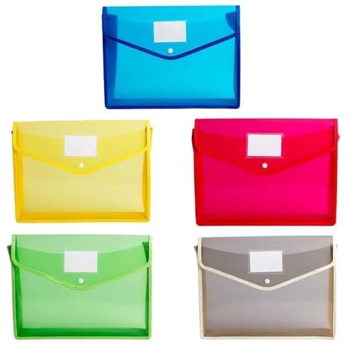 Sac de rangement documents B5 bleu et enveloppe plastique à pression