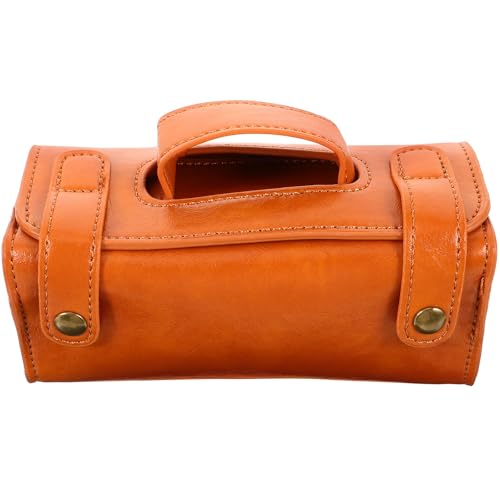 SEWACC Estuche de Viaje para Maquinilla de Afeitar de Piel Sintética Marrón Neceser Portátil Gran Capacidad Múltiples Compartimentos para Accesorios de Afeitado Masculino Bolsa