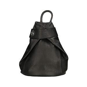 Chicca Borse Borsa Zaino Donna in Pelle Made in Italy 28x35x12 Cm Nero