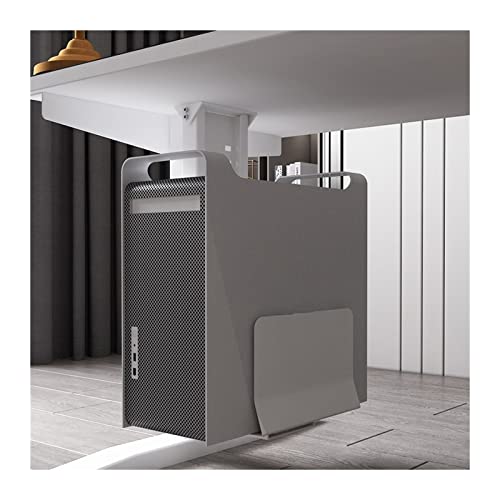 Soporte para torre de computadora bajo escritorio o montaje en pared, ajustable, de acero, para CPU, ancho ajustable de 5,7 a 9,6 pulgadas y altura de 11,8 a 19,7 pulgadas (blanco)