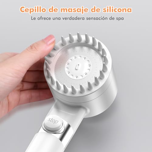 Miniatura 7 de Meko Alcachofa De Ducha Con Filtro De 15 Pasos, Alcachofa Ducha Antical Con Manguera De 1.5m, Filtro Ducha 3 1 Modos De Rociado Cabezal De Ducha De Alta Presión - Blanco