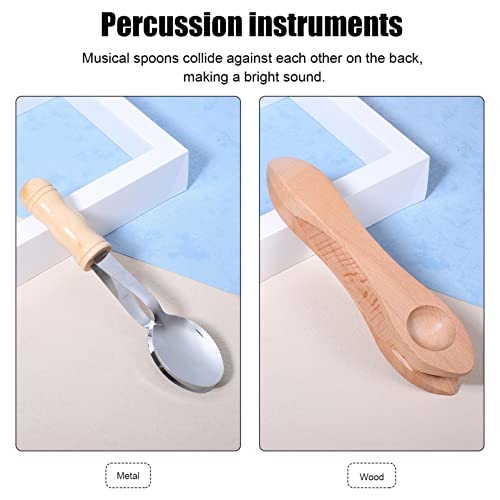 Vaguelly NVY8HK8SJIBG18N050ID0E10B 2 Pcs Musical Spoons Folk Percussion Instrument Wood Musical Spoons Clappers Metal Musical Spoons thumb #8