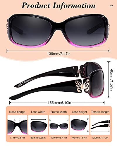 LVIOE Polarized Sunglasses for Women, Fashion Butterfly Decoration Driving Fishing-99.99% UV Protection4