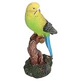 Cyrank Adorno De Pájaro Realista, Resinas, Periquito Amarillo En Rama, Modelo De Simulación, Escultura De Loros, Adornos De Pájaros Artificiales para Decoración De Estantes De Jardín