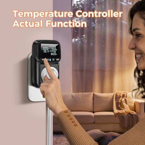Image of Diymore Digital Temperature Controller Outlet - 1800W Plug-in Thermostat with Heating & Cooling Modes, -104F to 210F Range for Greenhouse, Reptile, Incubator & Pool
