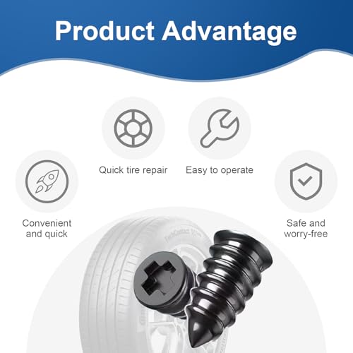 Image of Tire Repair Rubber Nails Kit, 50 PCS Screw in Tire Repair Plugs Kit with 2 Sizes, Portable Emergency Tubeless Tire Repair Kit for Cars, SUVs, Motorcycles and ATVs (25S+25L+20ML+1Screwdriver)