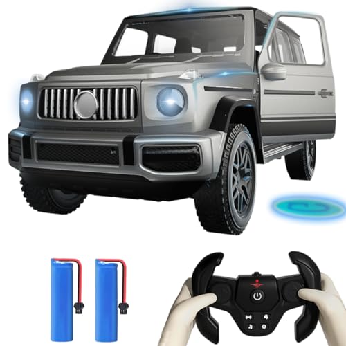 Image of 2.4G RC Cars for Kids, 1:14 Remote Control Jeep Toy with LED Lights, Gesture Sensing Open Doors Racing SUV Truck, Off-Road All Terrain Crawler Vehicle Toy, Birthday for Boys