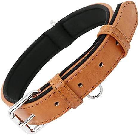 Grand Line Leather Dog Collar, Wider and Thicker Durable Dog Collar with Soft Padded, Adjustable Pet Dog Collar for Small Medium Large Cat Puppy (Brown, S)