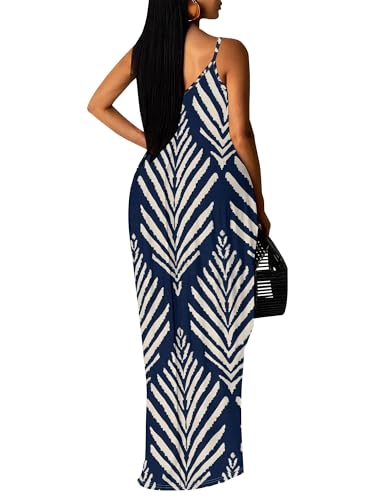 Image of SUZONANA Women's Plus Size Summer Dresses Spaghetti Print Midi Dresses Long Loose Sundresses