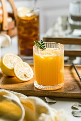 Image of Clear Glass Drinking Glasses Set for Water, Juice, Beverages, Set of 6 (Elegant)