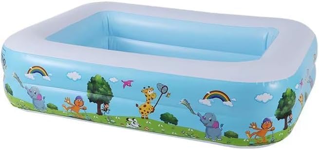 Paddling Pool Inflatable Rectangle Swimming Pool for Kids and Adults 1.4mx1m Above Ground Rectangular Family Swimming Pools for Backyard Outdoor Summer Party