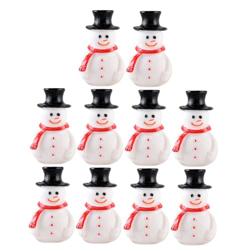 CONGARTENO 10 Piezas Mini Figura de Muñeco de Nieve de Resina para Decoración Navideña Adorno Artificial para Micro Paisaje Festivo Diseño Detallado para Mesa y Estantes