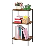 smusei Small End Table Stand 3 Tier Telephone Table Tall End Table 30 Inches High with Storage Shelves Bed Side Table Living Room Nightstand for Bedroom, Office, Sofa Couch, Rustic Brown