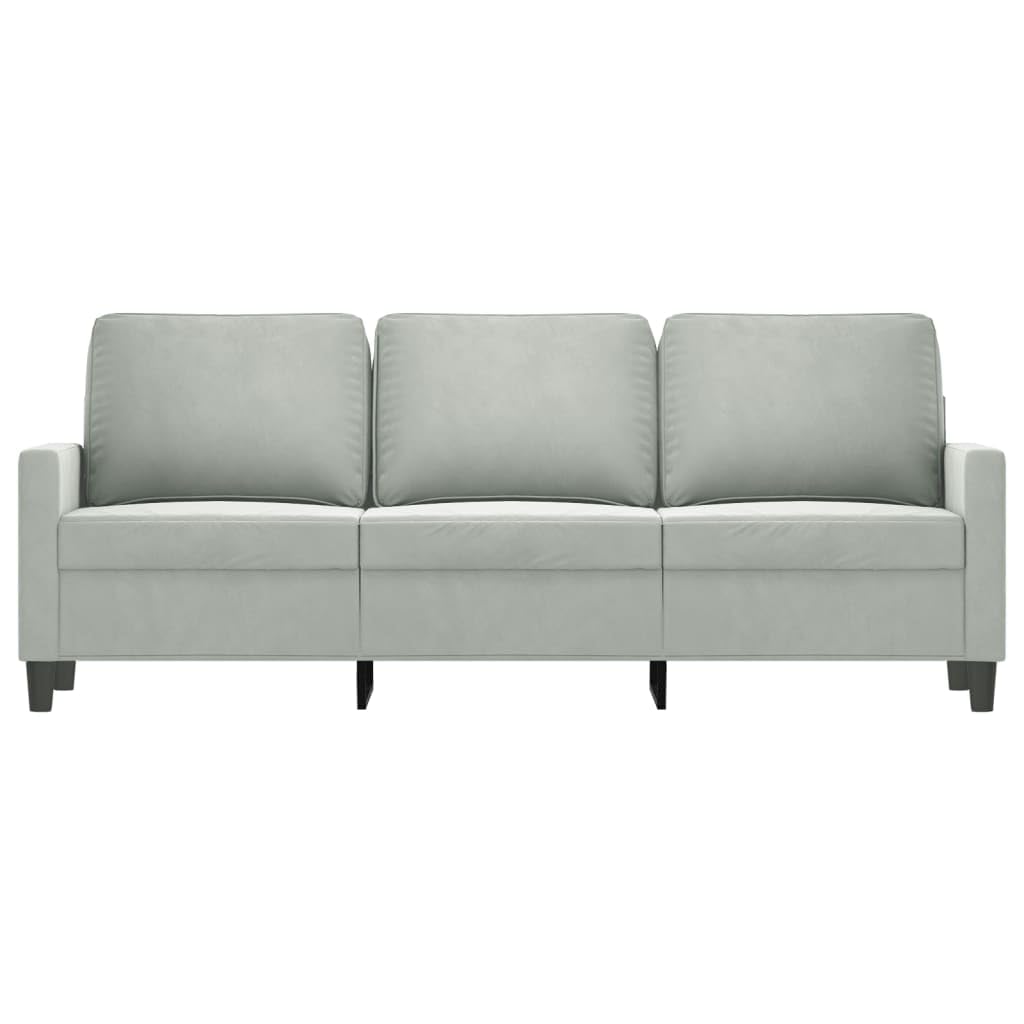 vidaXL Sofá de 3 plazas Terciopelo Gris Claro 180 cm, sofá, sofá de salón, sofá de Terciopelo, sofá tapizado, sofá para 3 Personas