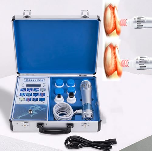 Shockwave Therapy Machine with 7 Interchangeable Heads for Deep Tissue Massage, Adjustable Intensity for Back, Shoulder, and Waist Pain Relief