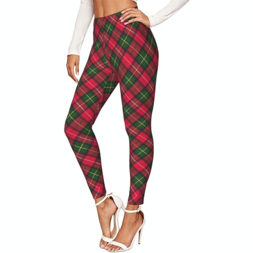 Pantalones estampados opacos tipo leggings elásticos cuadrados verdes de deporte