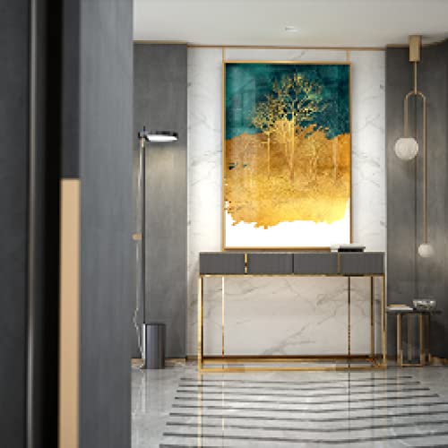 Tableau forêt dorée moderne triptyque 50x70 cm sans cadre pour salon