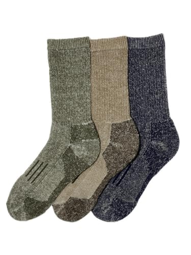 Men's/Women's L & XL Merino Wool Hiking Running Outdoor Work Socks - 3 Pairs, Biodegradable Bag