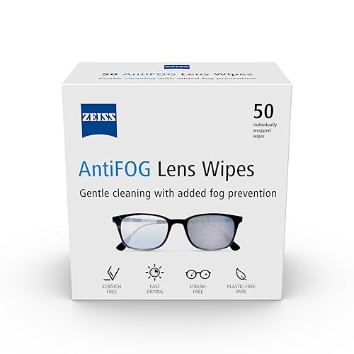 ZEISS AntiFOG Wipes Lens Cleaner for Glasses Cameras & Binoculars Individually Packed Single Use Disposable Cloths in Sachets for Handy and Portable Spectacle Cleaning On The Go Pack of 50