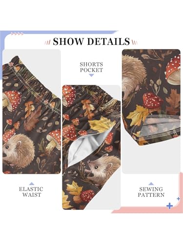 ZZKKO Fall Mushrooms Hedgehogs Boys Pants for Kids Jogger Pants with Pockets S4