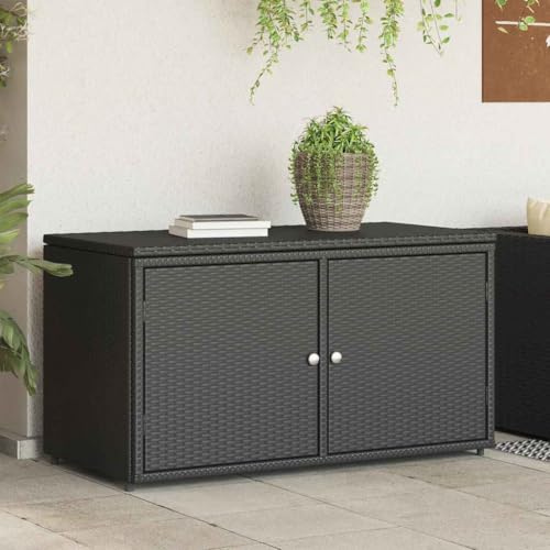 Générique Armoire de Rangement Jardin Noir 110x55x60,5 cm résine tressée,Meubles,Mobilier de Jardin,Coffres de Jardin,Noir,13.22 KG,365567