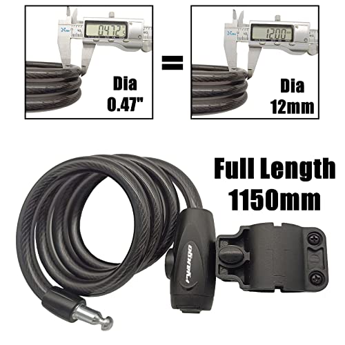Ryango Bike Lock, Bike Locks Heavy Duty Anti Theft, Bicycle Lock Bike Lock Cable With Mounting Bracket And 2 Keys, Bicycle Locks Bike Cable Lock For Road Bike Mountain Bike Scooters (Key Lock) #TOP2
