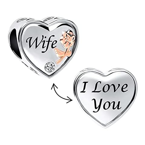 KunBead Jewelry Women Girls Heart Love Wife Charms Beads Compatible with Pandora Bracelets Cover