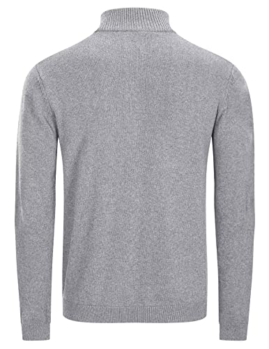 Slim Fit Sweaters For Men Fall Sweater For Men Polo Sweater With Quarter Zip Turtleneck Shirts For Men Sweaters Fashion Pullover Sweaters Knitted Tops Light Grey #TOP1