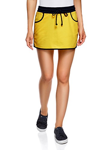 oodji Ultra Donna Gonna in Maglia con Elastico in Vita, Giallo, IT 40 / EU 36 / XS