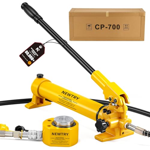 Image of NEWTRY 50 ton Low Profile Hydraulic Ram Jack + Hand Pump Stoke 16mm(0. 63inch) Mini Protable Hydraulic Cylinder Industrial Super Thin Lifting Jack
