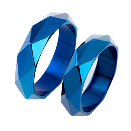 Blue Stainless Steel Rings Diamond Cut Titanium Steel Fashion Cosplay Props Jewelry Game Gift Usa Size3