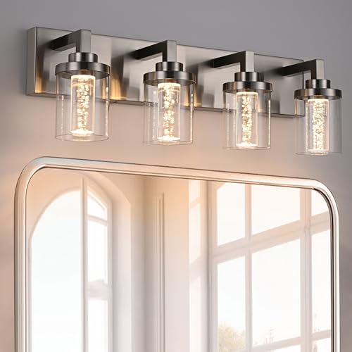 MELUCEE 4-Light Brushed Nickel Dimmable LED Vanity Light