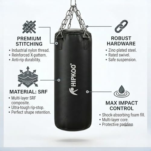 Hipkoo Sports 4 Feet Black Punching Bag - Image 4