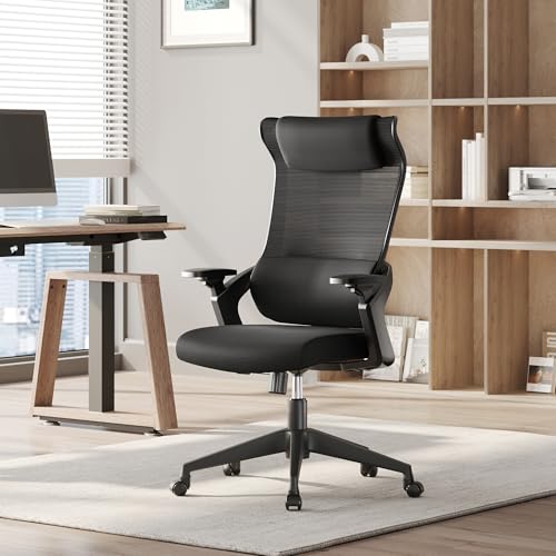 Image of EUREKA ERGONOMIC OC77 Mesh Office Chair, Ergonomic Office Chair, Home Office Desk Chairs with Oversized Headrest and 3D Armrests, Computer Desk Chair, Black