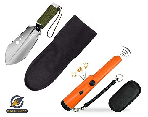 Calces365 Metal Detector Pinpointer Waterproof 360° Scanning Bundle (Pinpointer with Hand Digger)