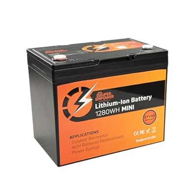 SUPER EMPOWER 12.8V 100Ah MINI Low-Temp Protection LiFePO4 Battery Built-in 100A BMS, Group 31 Deep Cycle, Lithium Iron Phosphate Battery Perfect for Trolling Motors, Marine, Boat, RV, Home Energy
