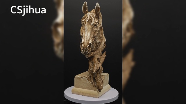 Escultura de busto de cabeza de caballo de resina de 16 pulgadas miniatura 7